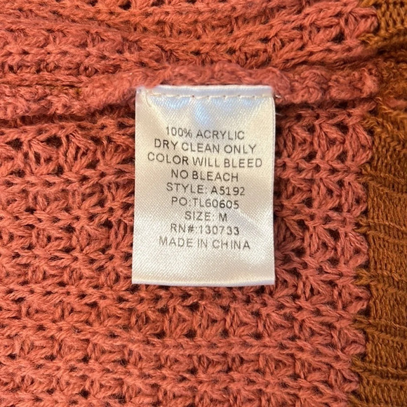 Umgee Knit Open Front Stripe Colorblock Sweater Cardigan Size Medium - Picture 7 of 8